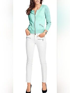 Heine Women's Blue Full Zip Cardigan Sweater Size 6. Cotton/Silk Blend.